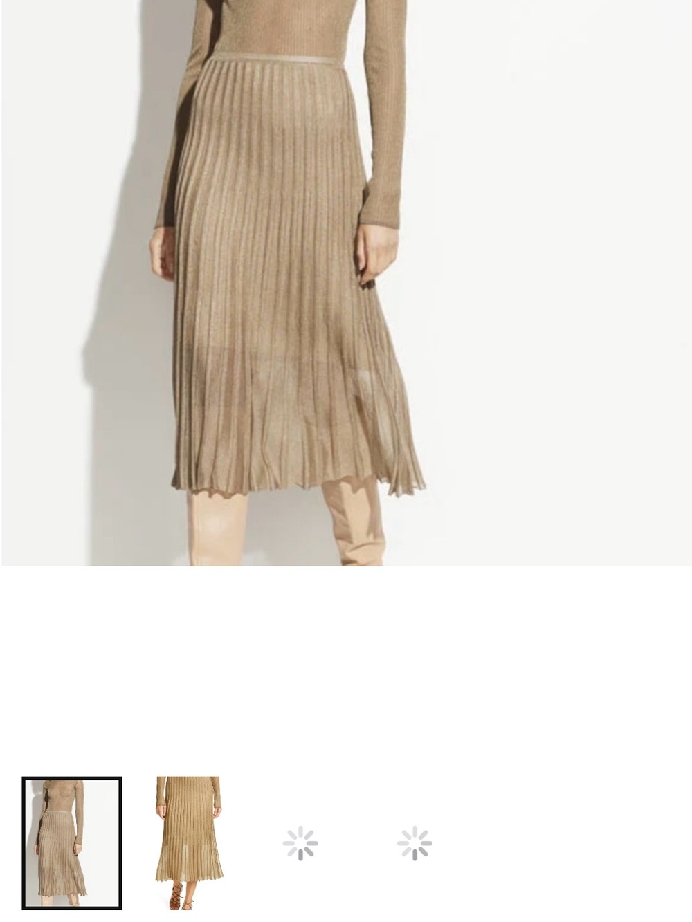 Vince Ribbed Knit Top and Pleated Skirt Set - Taupe